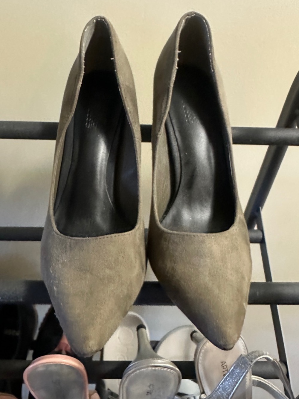 Charlotte Russe Olive Suede Pointed-Toe Pumps